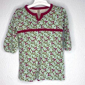 Tea Collection, baby girl's M 12-18 M, green/cranberry tunic dress 100% cotton.